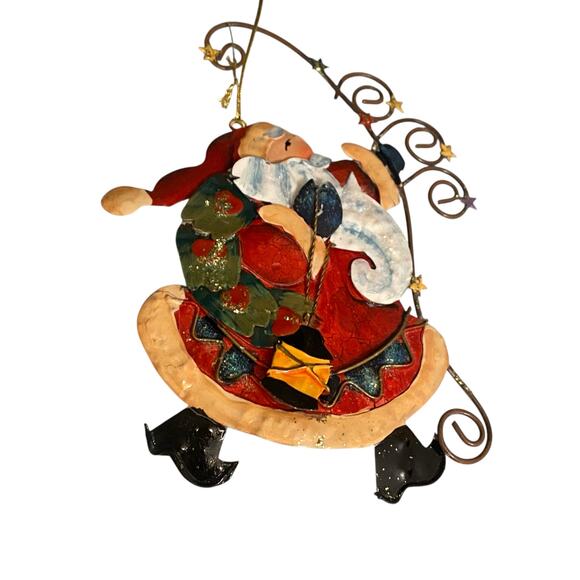Vintage 1990s 3D Tin Metal 7" Santa Claus Christmas Ornament - Picture 2 of 7